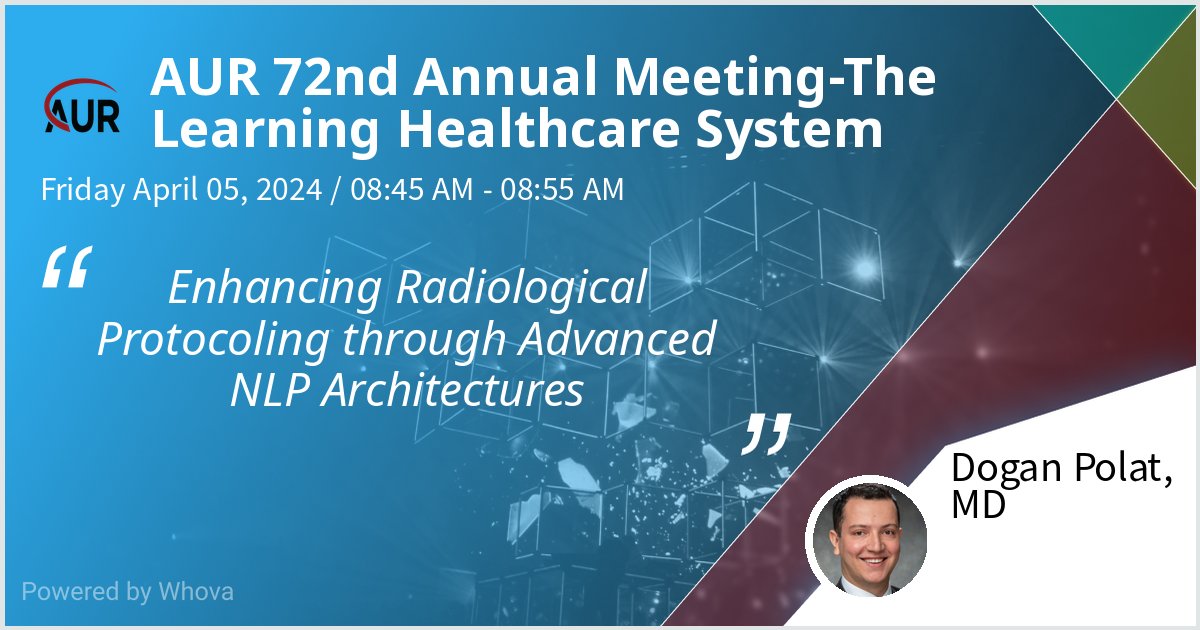 Presented our work at AUR 72nd Annual Meeting on Enhancing Radiological Protocoling through Advanced NLP Architectures. Thanks for the great research program and turnout! #AUR24 @UTSW_Radiology @UTSW_RadRes