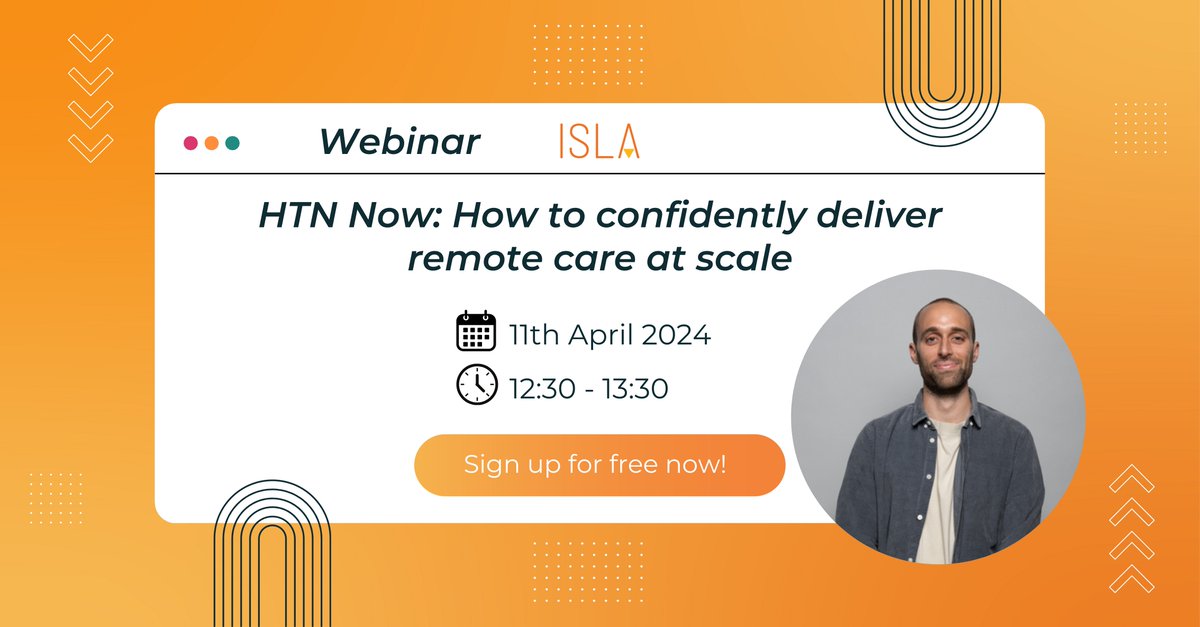 Don't miss out on our upcoming free Health Tech News webinar! Lead by Isla's Christopher Taylor, this event features a dynamic panel discussing the important topic of remote personalised care at scale. Book now! 📆11th April 2024 🕧12:30pm 👉 hubs.la/Q02rRRt20