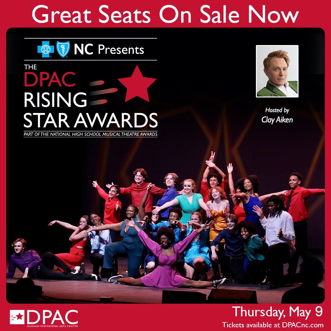🚨Now On Sale 🚨 The DPAC Rising Star Awards, central North Carolina's high school musical theatre awards, live on stage May 9. Buy early for best seats at DPACnc.com. Tickets are $20 + Tax & Fees. 🎟️ at DPACnc.com