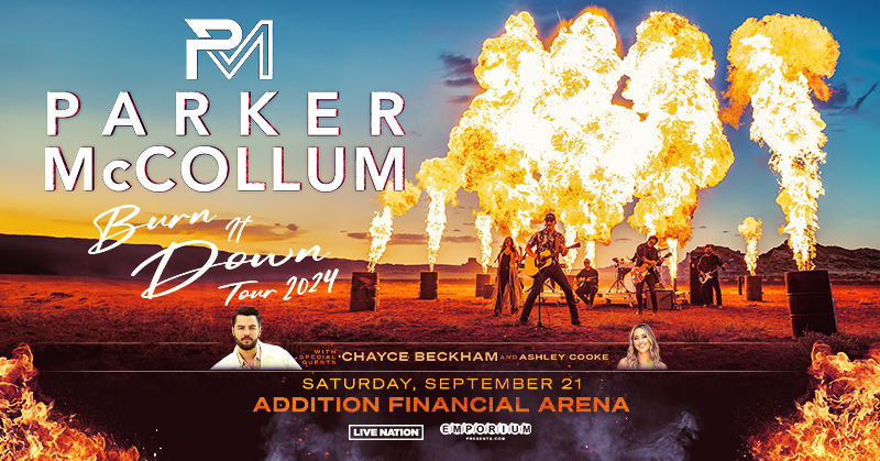 🚨 JUST ANNOUNCED 🚨 Parker McCollum is heading back on the road for the Burn It Down Tour 2024!🔥 Tickets on sale Friday, April 12 @ 10am local. Saturday, September 21st - Addition Financial Arena
