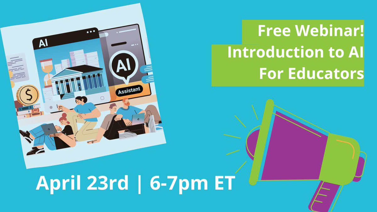 Curious about integrating AI into your classroom, or looking to share your AI teaching experiences? 🤖 Join our webinar hosted by the AMLE Teacher Leaders committee on Tuesday, April 23! okt.to/Kj3vAo