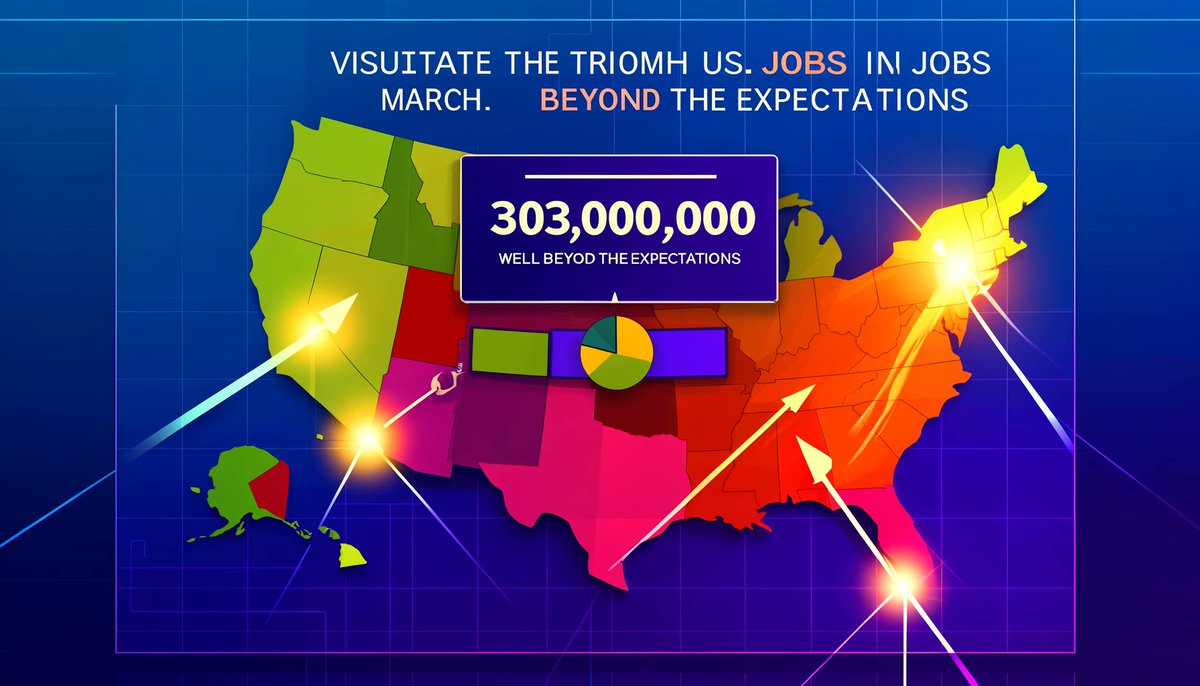 🚀 Breaking: U.S. job market exceeds expectations! March saw the addition of 303,000 jobs, way above the forecasted 212,000. Unemployment dips to 3.8%, hinting at a robust economy. With 39 months of continuous job growth, how will the Fed respond? #Economy #JobGrowth…