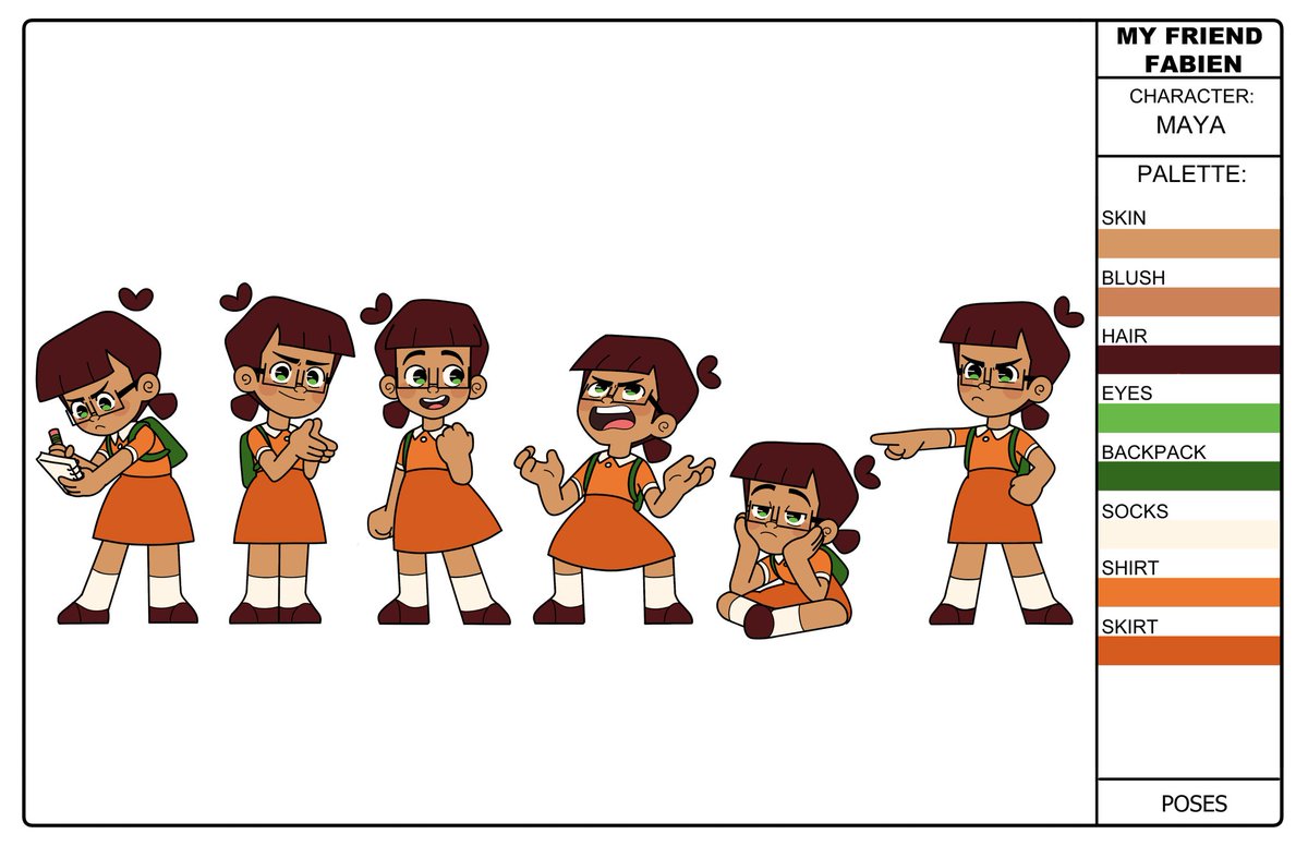 Maya's an icon! A star! And now she has this really cool pose sheet for you to look at! What CAN'T she do?? 🌟 Poses by @april_animated #MyFriendFabien #indieanimation #characterdesign