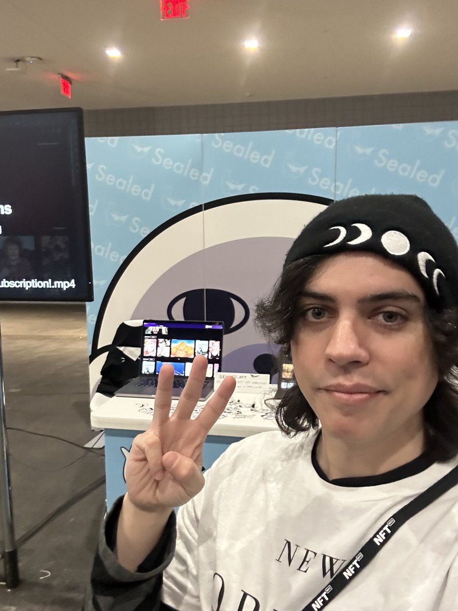 D-day 3 and im not dead yet! We’ll be here till 4pm. Last day to grab some swag and bask in the holy <a href="/sealed_art/">Sealed</a> and take in all my radiance at #NFTNYC2024