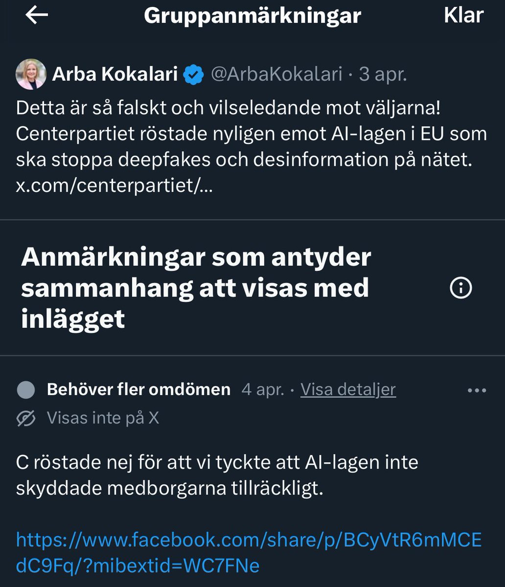 Har @Centerpartiet anställda som sitter och skriver gruppanmärkningar när någon säger emot dem?