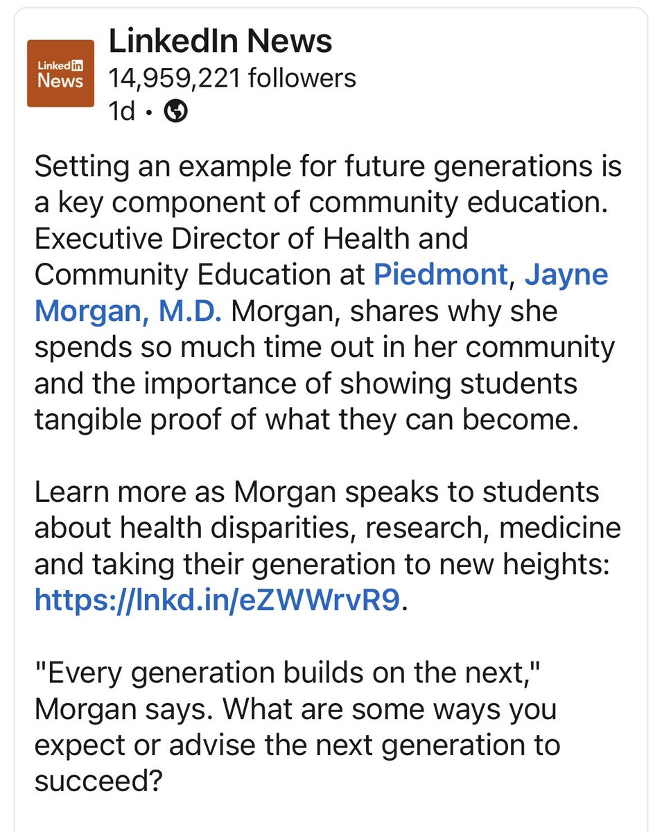 I know this is X, but thank you to @LinkedIn news for highlighting my recent post on their news feed. I know that very few get selected, so I am humbled. You can view the post here on my feed from 4 days ago, covering my visit to @SpelmanCollege. #Awesome #ShoutOut #ThankYou
