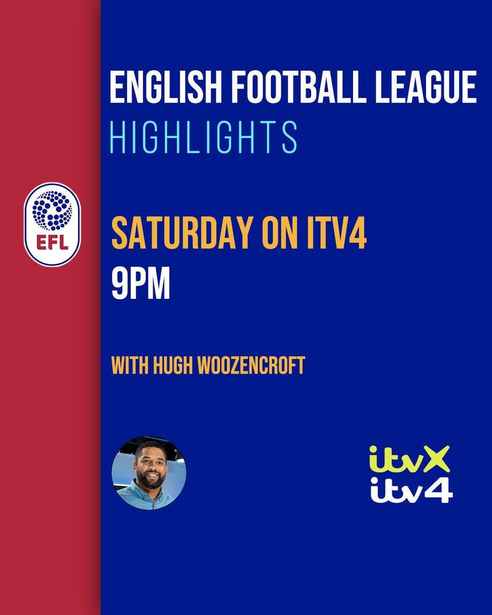 The business end of the season 🔛

Don't forget ITV4 and @ITVX is your place to catch all the highlights from the @EFL tonight with @HughWoozencroft