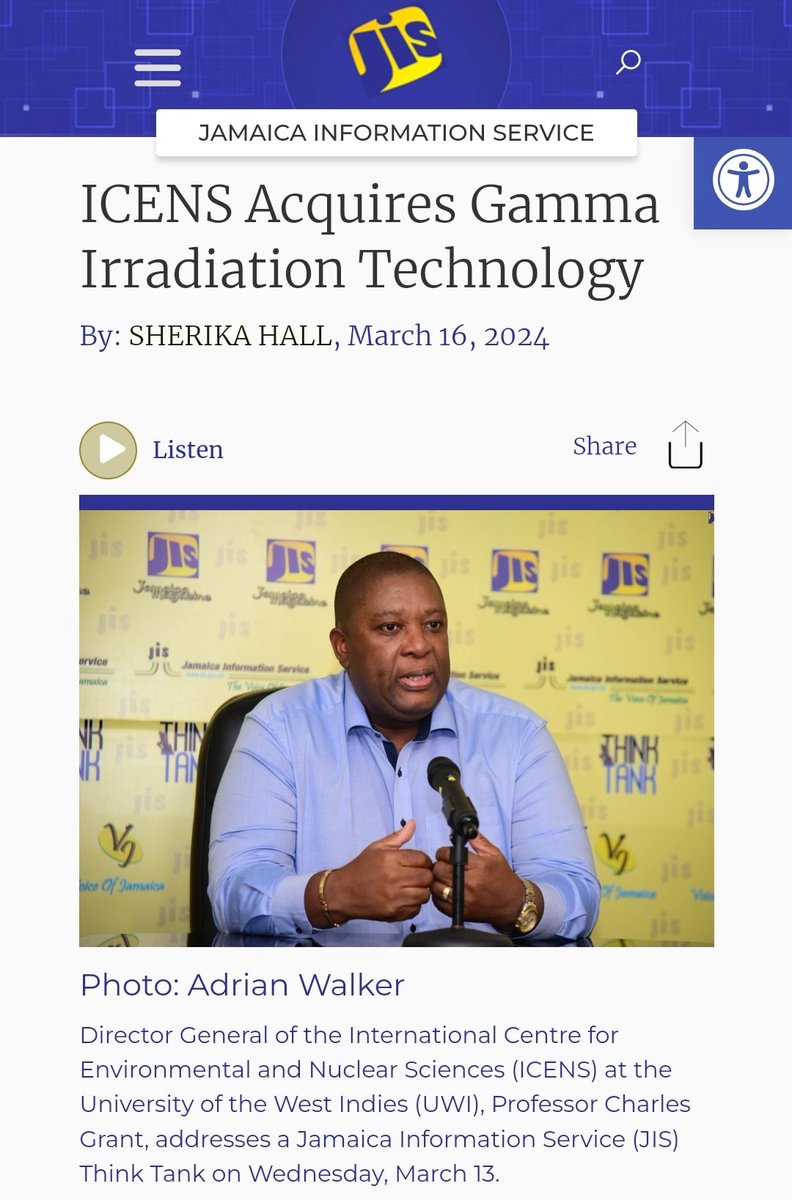 ICENS Director General, Prof. Charles Grant, discussed nuclear technology's role in Jamaica's energy and agriculture sectors at the <a href="/JISNews/">JISNews</a> Think Tank.

Read the full article here:
jis.gov.jm/icens-acquires…