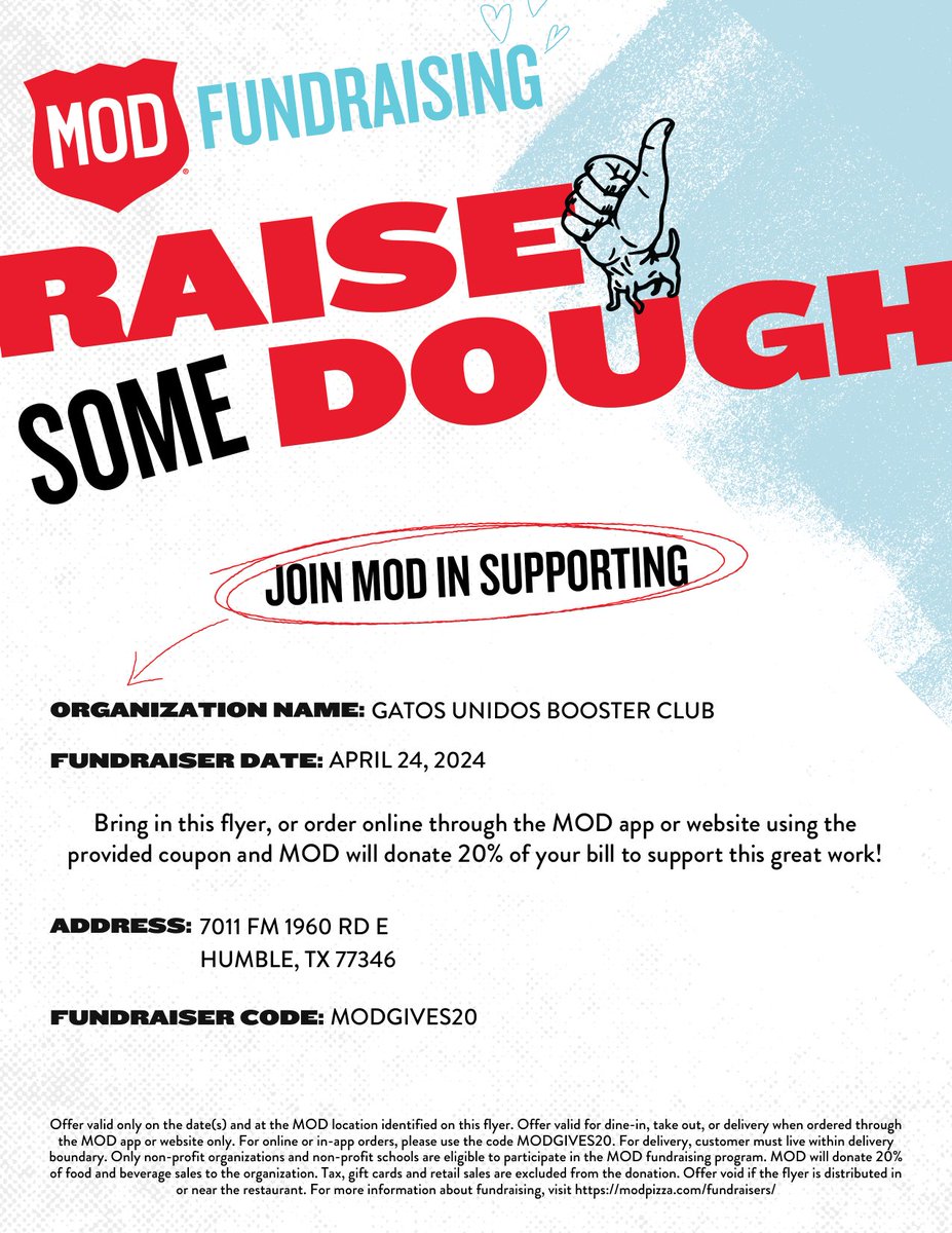 Join us April 24, 2024 at MOD Pizza for a delicious Spirit Night! #PizzaNight