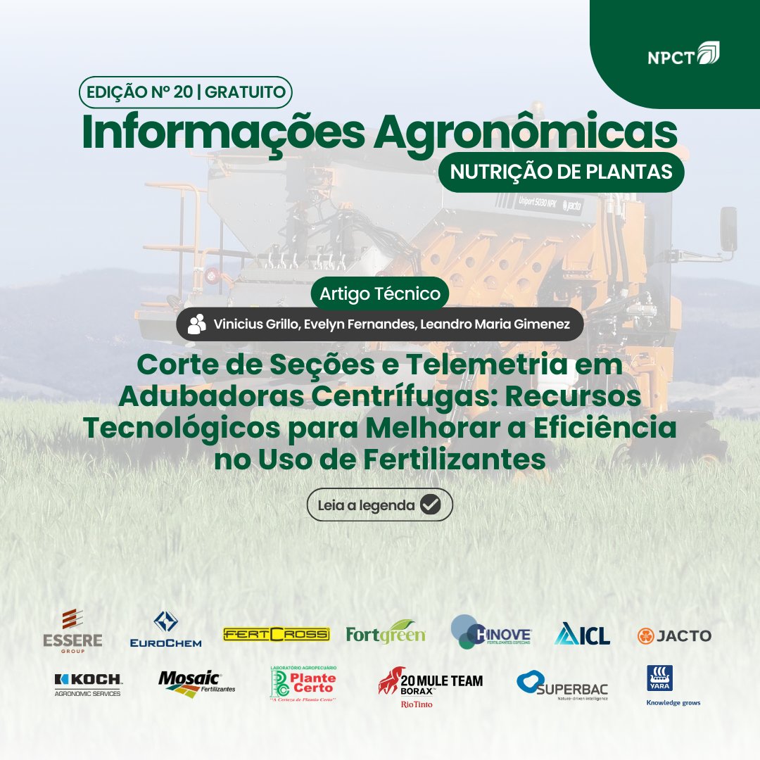 📍 Acesse o artigo completo em npct.com.br/IANutricao
#NPCTBrasil #FertilidadedoSolo #NutriçãoDePlantas #Fertilizantes #InformaçõesAgronômicas