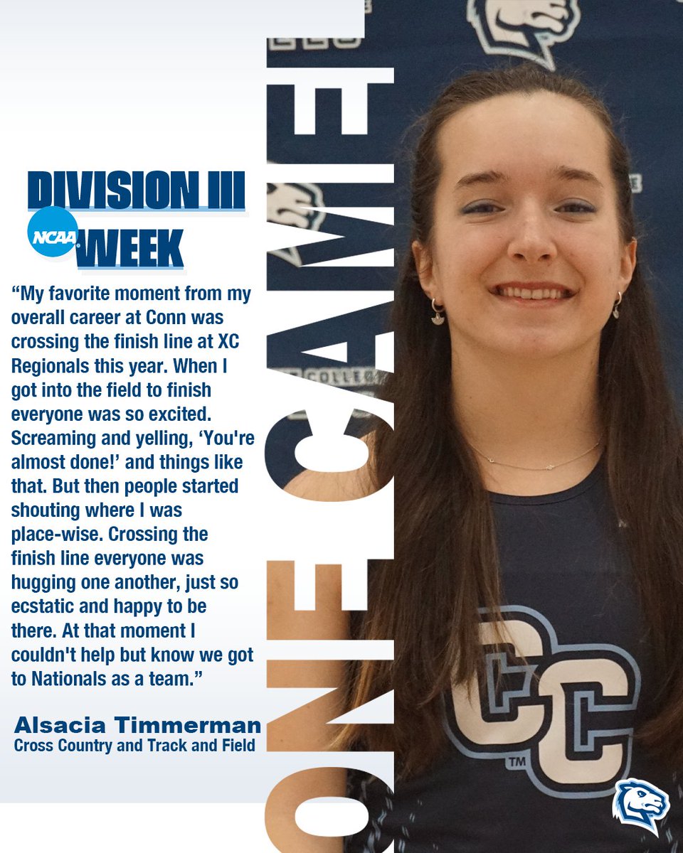 It's Friday, so we asked our athletes what their favorite memory is as a Camel. We start with @ConnCollXCTF Alsacia Timmerman! #OneCamel // #WhyD3