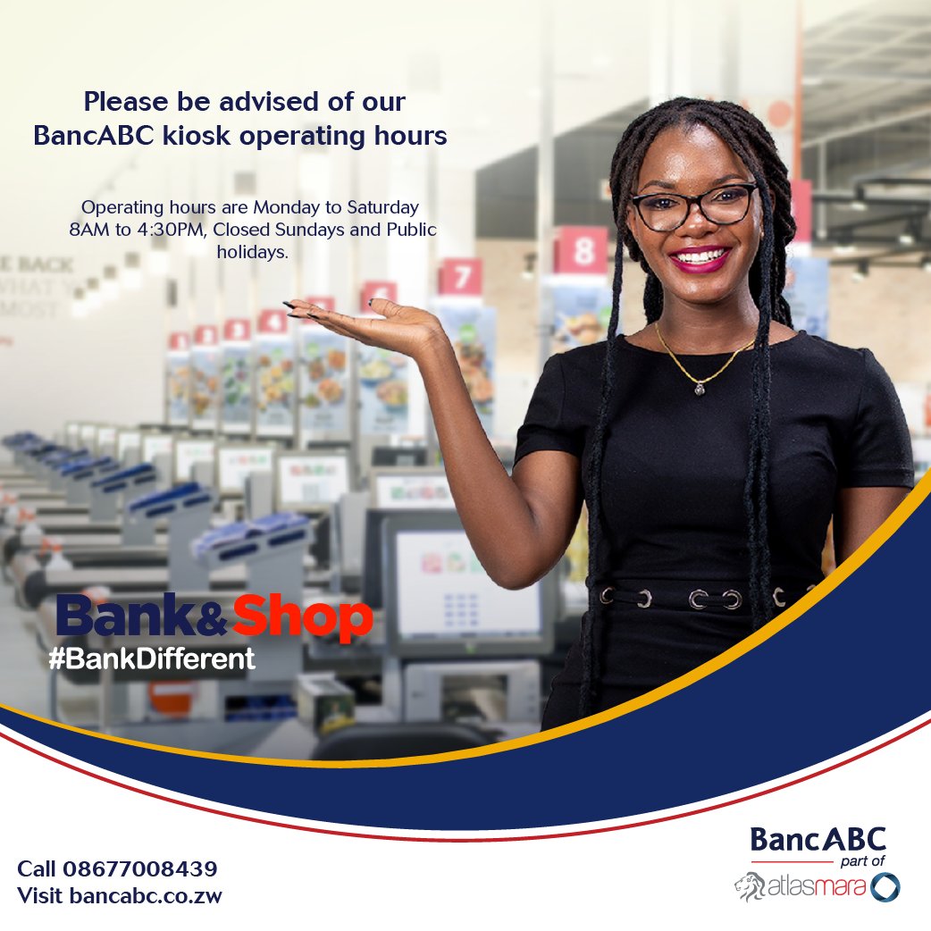 Bank 🏦 & Shop 🛒 under the same roof! Access all @bancabczw 🏦 services while you shop in selected TM Pick n Pay outlets 🛒 nationwide! 🇿🇼 ✅ Account Opening ✅ Deposits ✅ Withdrawals ✅ Enquiries ✅ International Remittances 🌍 ✅ City Hopper 🌆 & more! #BankDifferent🏦