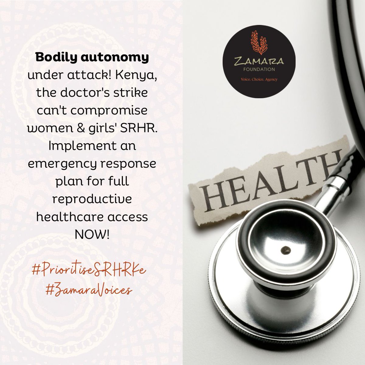 Ensuring universal access to SRHR is fundamental to achieving health and well-being for all, at every stage of life. #PrioritiseSRHRKe #ZamaraVoices @Zamara_fdn