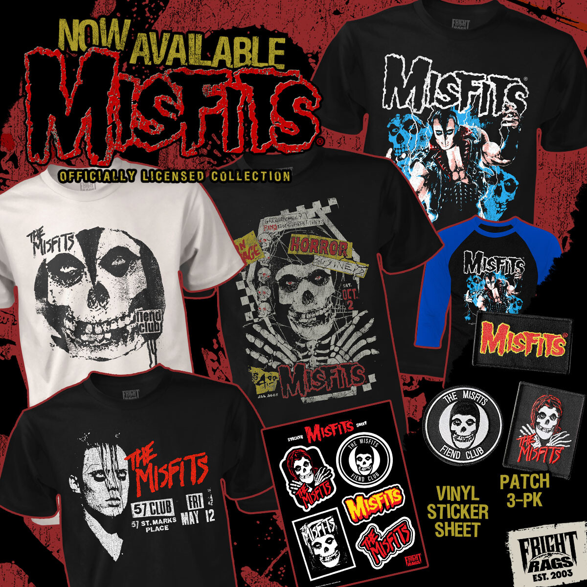 💀 NOW AVAILABLE! Officially licensed THE MISFITS collection featuring new tees, a 3-pack of embroidered patches, and a vinyl sheet with 5 kiss-cut stickers! Order 'em now! 👉 SHOP: bit.ly/3J8vjVg