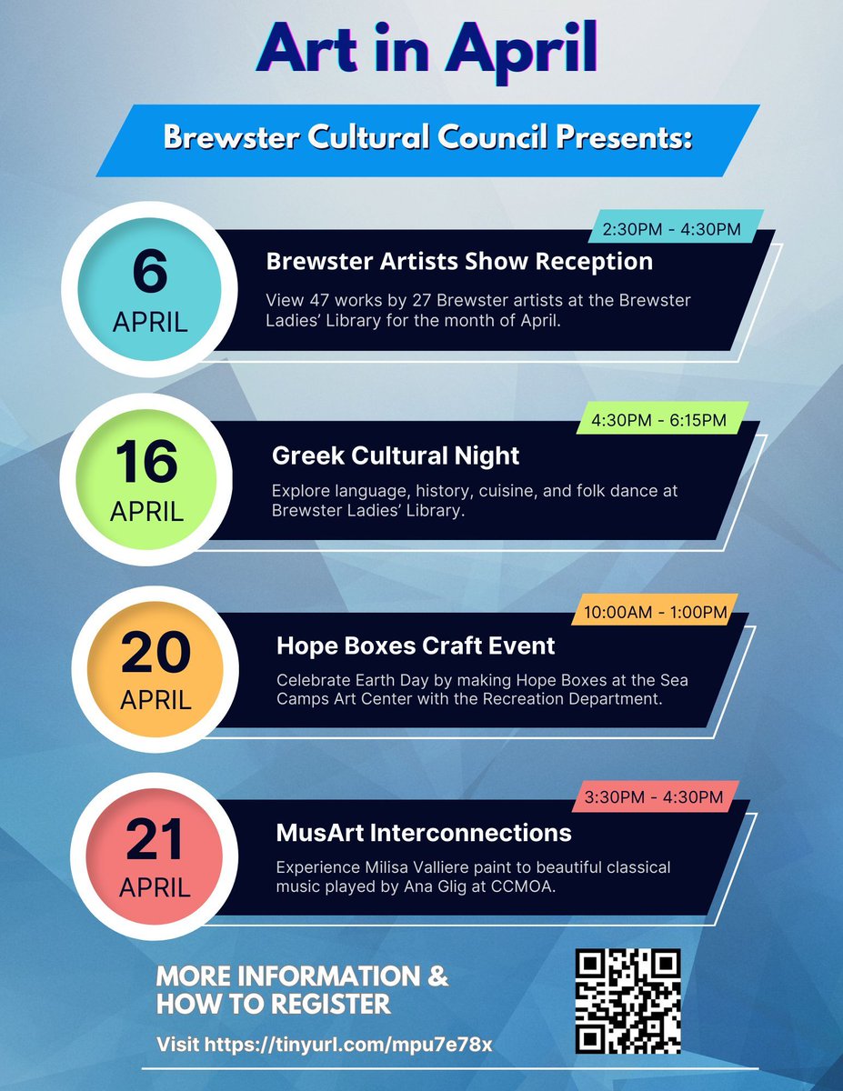 The Brewster Cultural Council is helping to kick-off spring with Art in April! To learn more about this month's events visit buff.ly/3U6uL8T