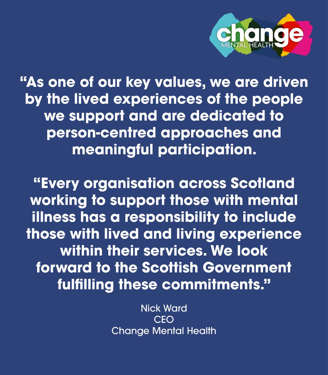 We welcome the publication of @scotgov's Mental Health Scrutiny and Assurance Review. We are driven by lived experience and this should be the norm across all organisations supporting people affected by mental illness. Read more from our CEO, @nickmward 👇