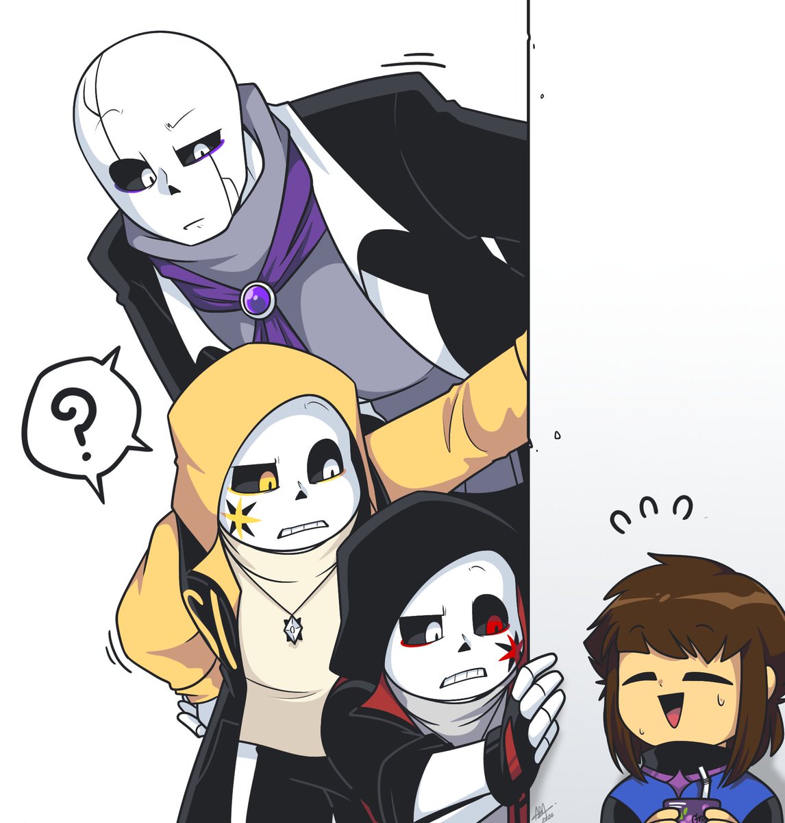 August_minner's tweet photo. What are you doing?😂
three skeletons in distincttale 
Sealer Sans &amp; Healer sans by August Minner 

#sealersans  #healersans #underdimension #dimensionverse #distincttale #undertale #underdistinct https://t.co/vzrLsaG0nJ