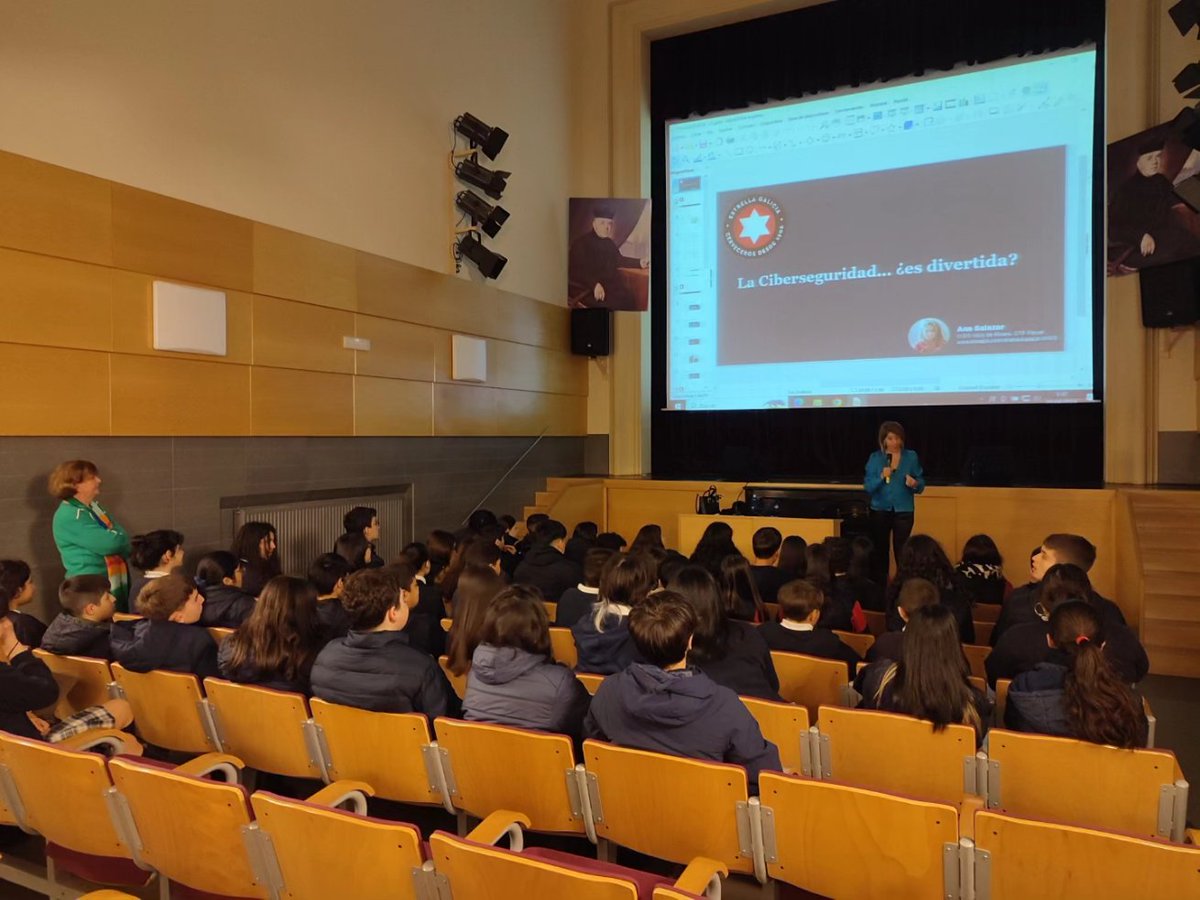 GOAtocha's tweet photo. Esta mañana los alumnos de 2° de ESO han disfrutado de una interesante charla sobre ciberseguridad de mano de Ana Salazar, CISO de Hijos De Rivera @mundohr

¡Muchas gracias Ana!

#GOAtocha #Educación #Coruña #creCIENdojuntos #ciberseguridad #cybersecurity #PlanDigital #TIC #STEAM https://t.co/Sk5pbRIeVp
