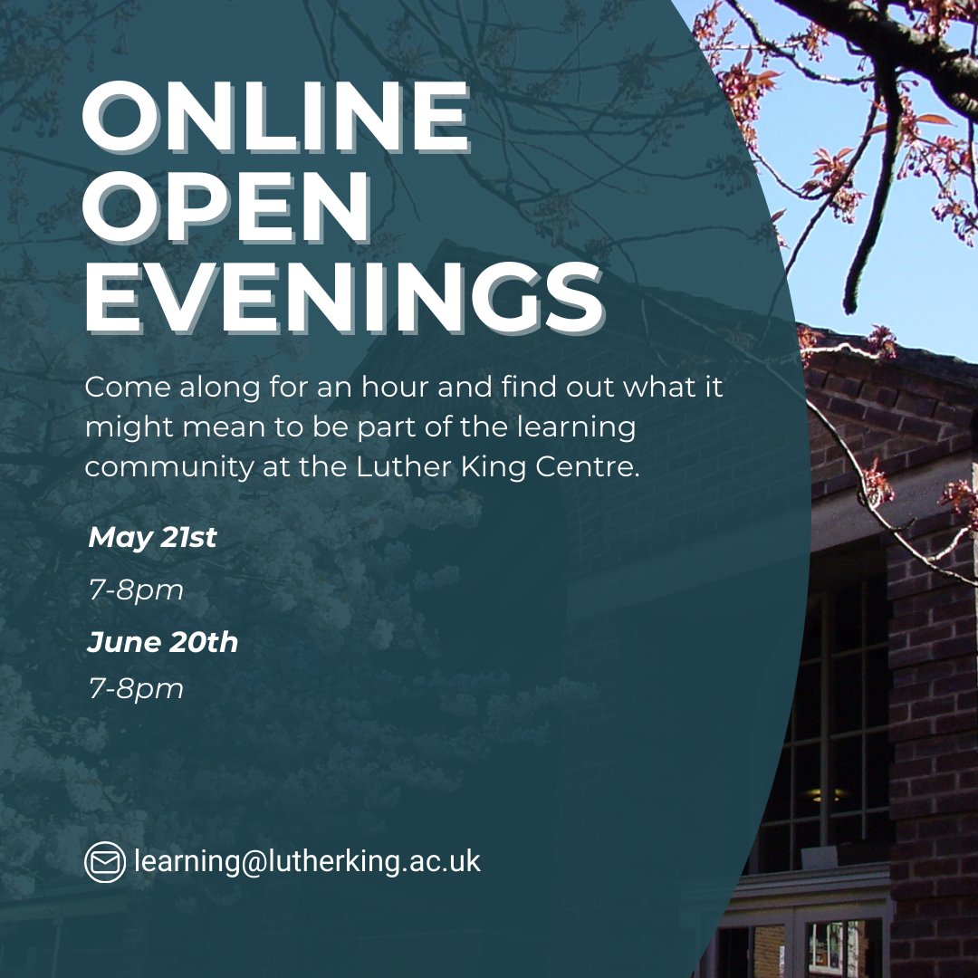 Come and explore what it might be like to join our thriving, inclusive learning community. Whether you are wanting to study and foundation, BA, MA or PhD level, we have an option for you. Book your spot at these open events here: linktr.ee/lutherkingcent…