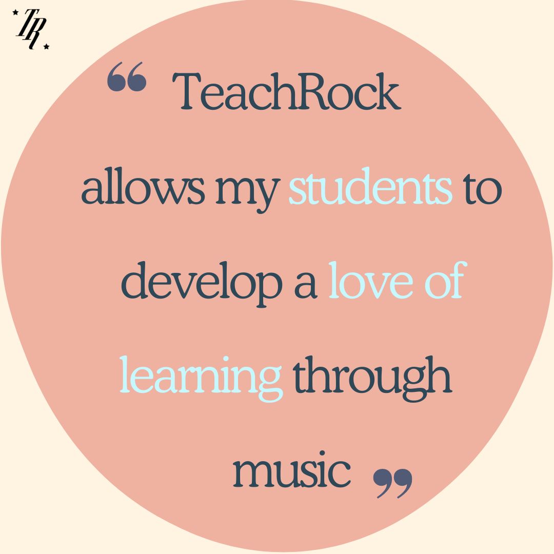 'TeachRock allows my students to develop a love of learning through music.' TeachRock surveyed nearly 1,000 teachers for their feedback on the curriculum. We were pleased with what our teachers had to report back to us and want to share with the rest of our TeachRock family!