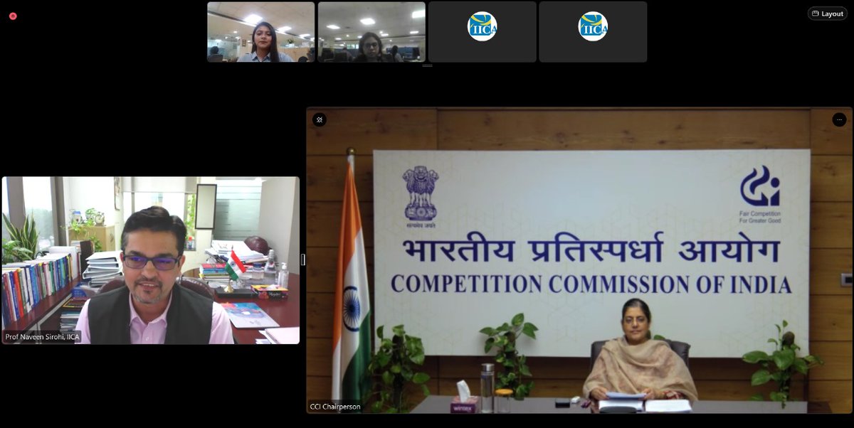 Smt. Ravneet Kaur, Chairperson CCI addressed virtually as Chief Guest during “Know Your Regulator Series” organised by the Forum of Indian Regulators (FOIR), Indian Institute of Corporate Affairs (IICA) on 05.04.2024. #CCI #KnowYourRegulator #Competition #IICA