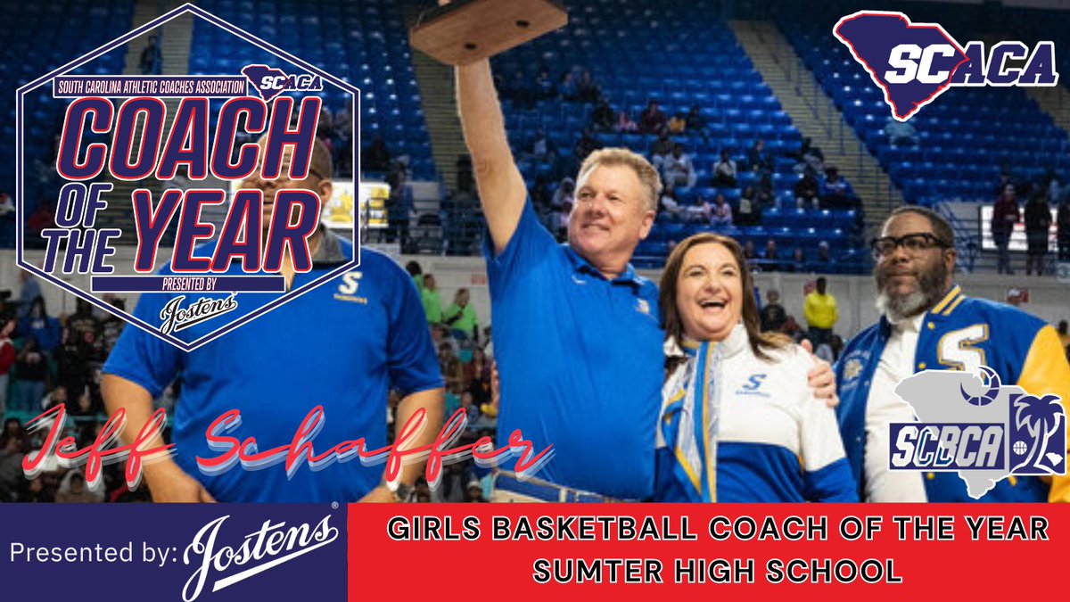 🎉🏀🏆 Huge congrats to Coach Jeff Schaffer of Sumter High School for clinching the 2024 SCACA Girls Basketball Coach of the Year award! 🌟 Your leadership have made a lasting impact. Well-deserved recognition! #SCACA #CoachOfTheYear @sumterladyGs @sumtergamecocks @JostensCCS
