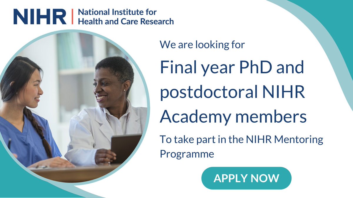 The #NIHRMentoring Programme has expanded! We now have two streams per cohort: ⬜Early Career Researcher (ECR) stream: final year PhD to 2 years post-doctoral ⬜Mid Career Researcher (MCR) stream: two years postdoctoral and above. Apply now: nihr.ac.uk/explore-nihr/a…