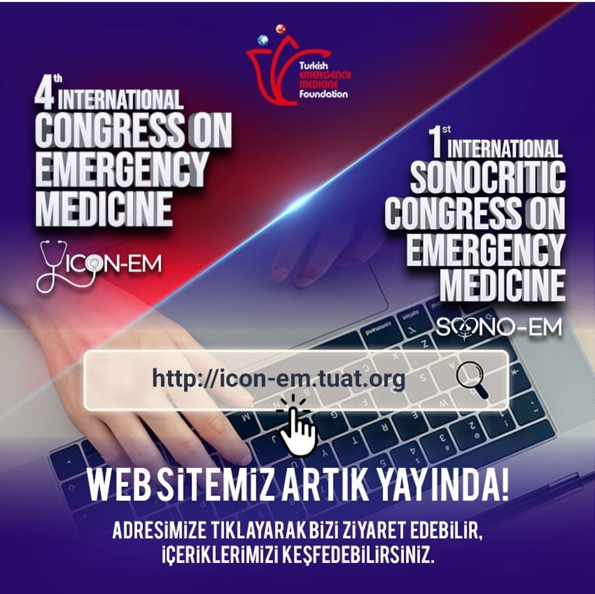 Türkiye Acil Tıp Vakfı 4. Uluslararası Acil Tıp Kongresi’ne davetlisiniz! 

Web sitemiz yayında!

icon-em.tuat.org web sitemizi ziyaret edebilir, içeriklerimizi keşfedebilirsiniz! 

#türkiyeaciltıpvakfı #iconem #kongre
