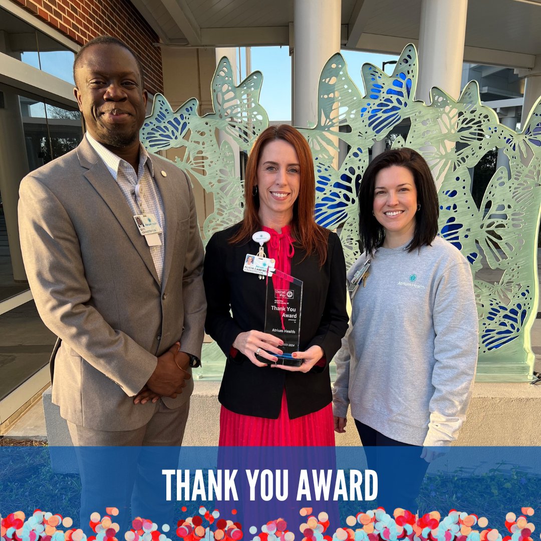 🥳Today is our last day of celebrating! Congratulations to Atrium Health, one of our Thank You Award recipients! Atrium's commitment to United Way's mission has made a huge impact on the lives of so many people in York County. Thank you for your continued support 🥳
