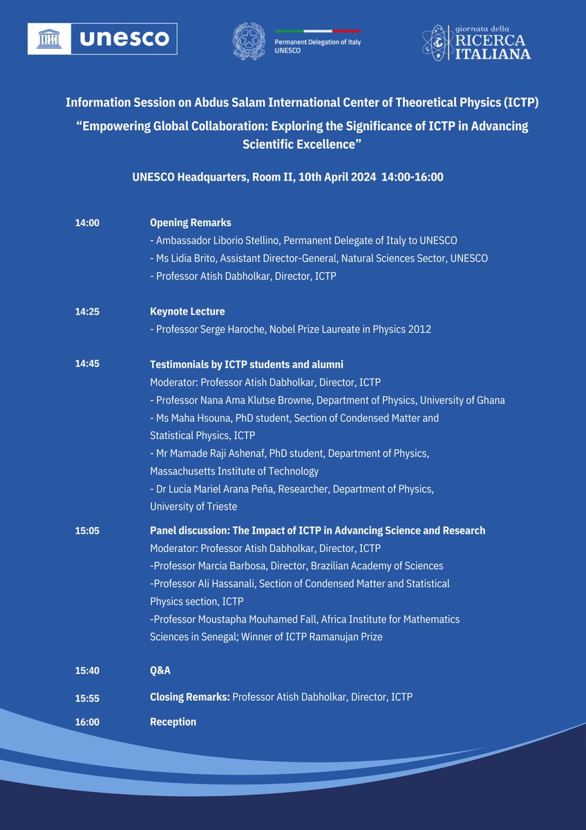 Empowering Global Collaboration: Exploring the Significance of ICTP in Advancing Scientific Excellence 📌Here is the agenda of the event: