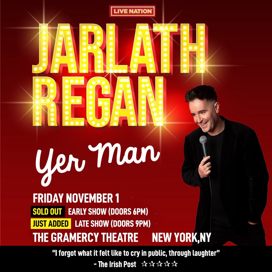 First show in New York sold out in a 2 hours🤯! So….an extra show has been added @GramercyTheatre - I am lost for words lads! Grab them seats here 👇🏻 ticketmaster.com/event/00006083… #newyork #comedy #irishmanabroad