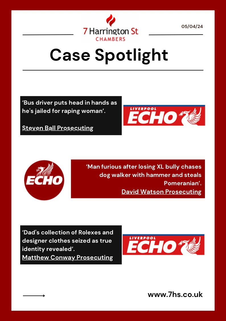 Stay informed with our fortnightly updates on the latest cases from 7 Harrington Street Chambers! Links below for case newspaper articles: Steven Ball - lnkd.in/eJVquqvV David Watson - lnkd.in/e_kVECQ7 Matthew Conway - lnkd.in/eqfNEWDK