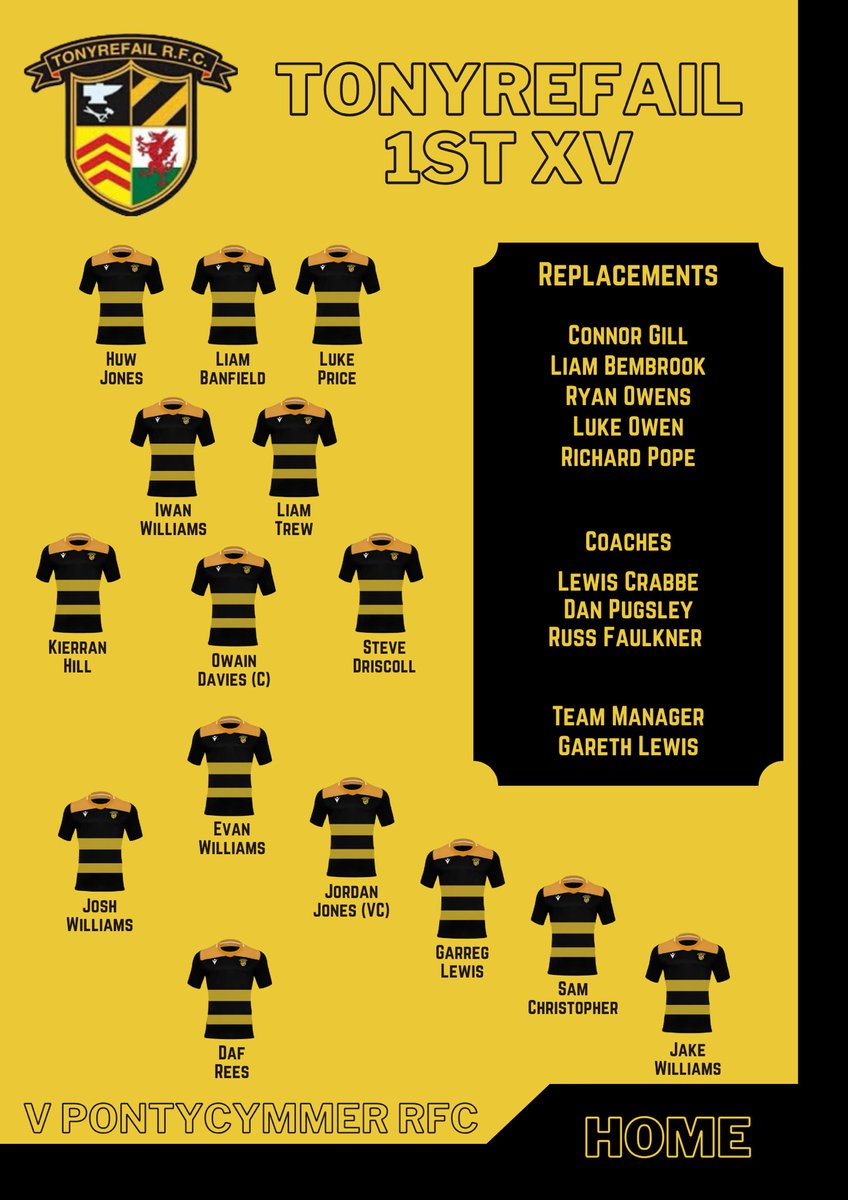 🚨SQUAD ANNOUNCEMENT🚨 Here are the boys in Black and Amber to face Pontycymmer in what will be the last home game of the season Dig out the macks and brollies and come support them, you can always warm up with a pint at the club afterward? 🍺🖤🧡