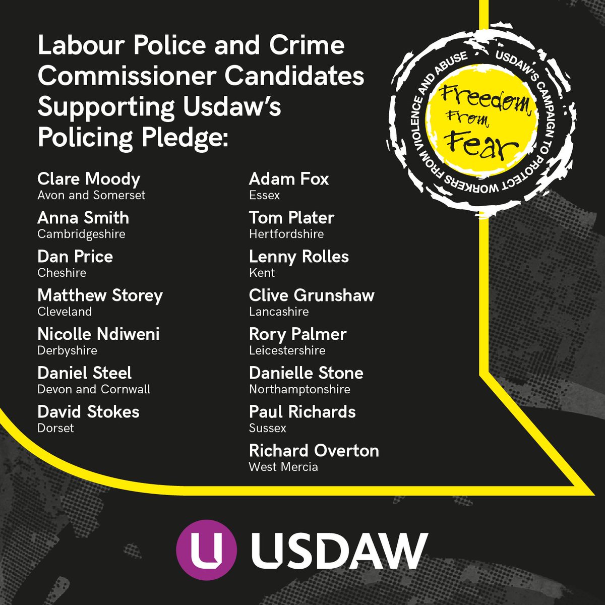 Thank you to all the <a href="/UKLabour/">The Labour Party</a> Police and Crime Commissioner candidates who have already signed up to our Policing Pledge. We need PCCs and police forces to prioritise retail crime and especially violent incidents. #FreedomFromFear