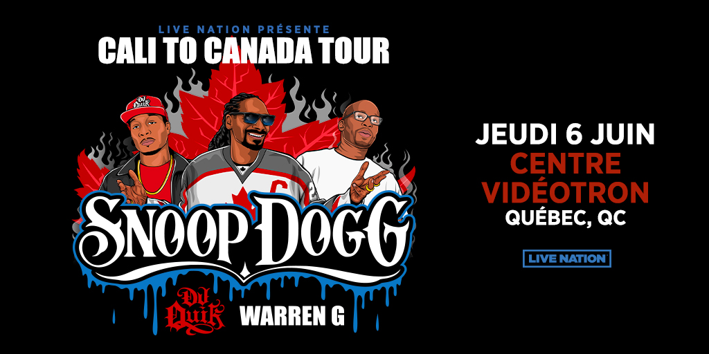 Il est temps de vous procurer vos billets pour le spectacle de @SnoopDogg au Centre Vidéotron. Venez assister à cette soirée rap le 6 juin 2024! Billets 👉 bit.ly/SnoopDog_CV