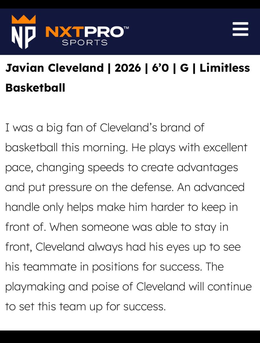 Javian Cleveland C/O 2026 tweet media