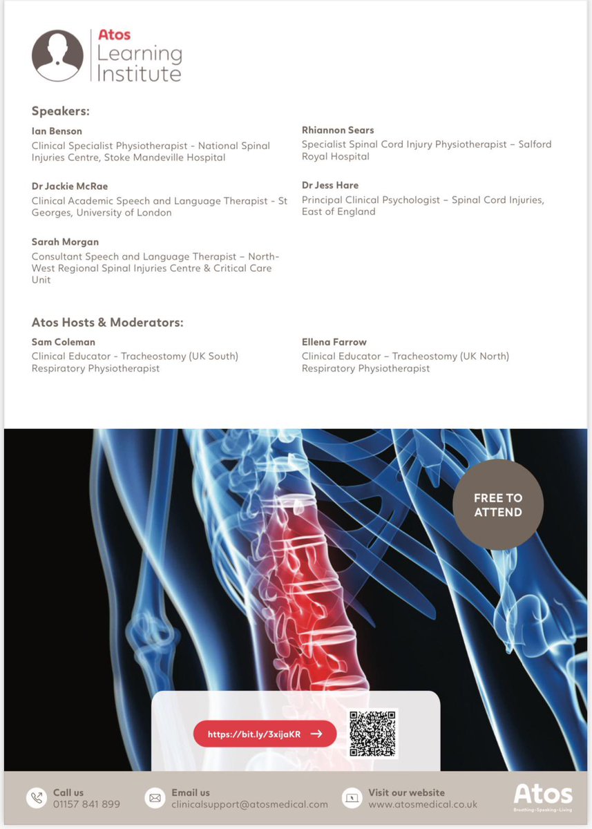 V pleased to be able to advertise this after a lot of hard work from many fab colleagues! Tracheostomised pt’s with SCI webinar. Free to attend, Tuesday 14th May, great speakers planned. Register events.teams.microsoft.com/event/04f760cb… #RespIsBest @TheACPRC @NWestRCSLTHub