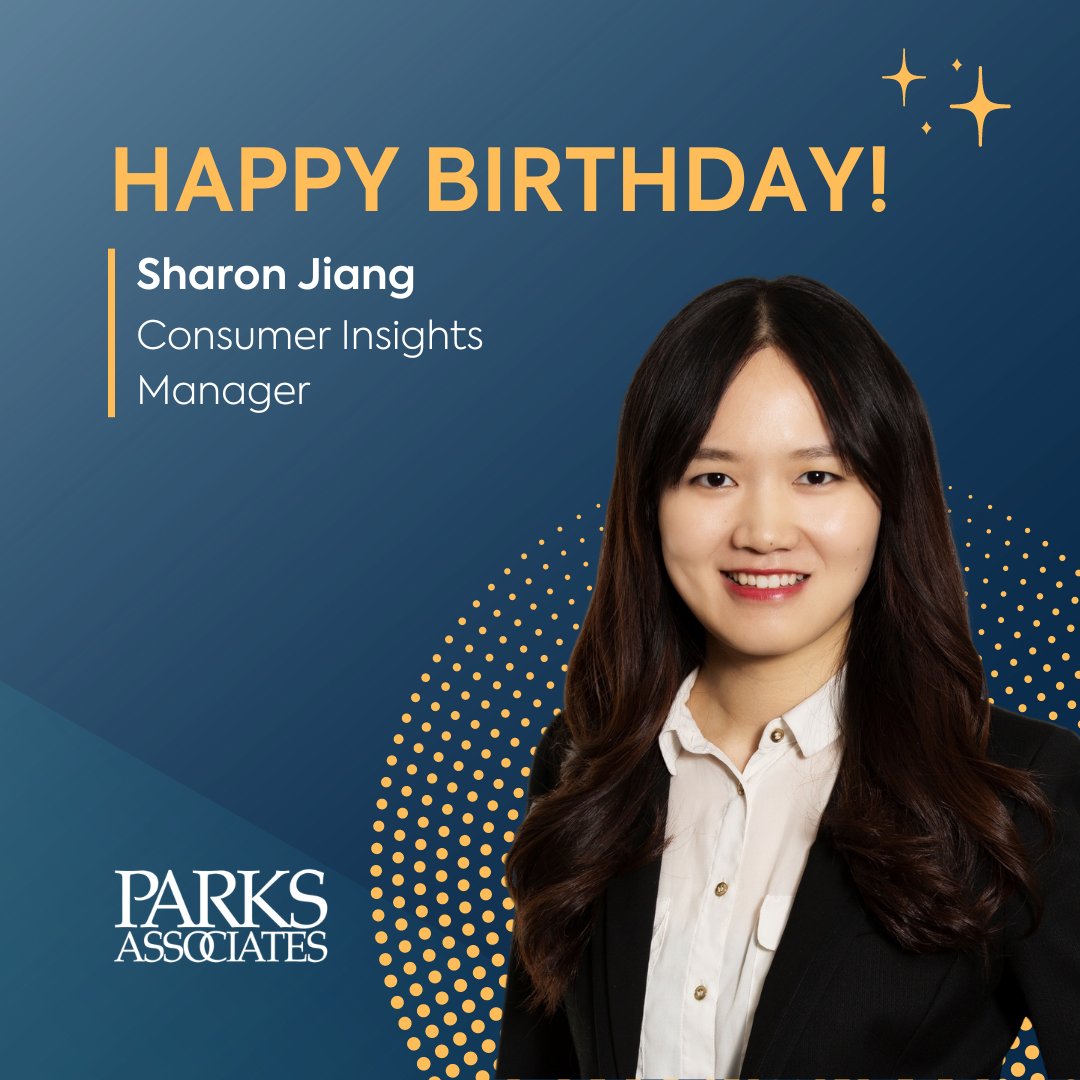 🎂 Happy Birthday to Sharon Jiang, our Consumer Insights Manager at Parks Associates! 🎈 📊 See her latest work here: parksassociates.com/products/resid… Here's to another year of success & growth! 🎉 #HappyBirthday #TeamCelebration #ConsumerInsights #ParksAssociates