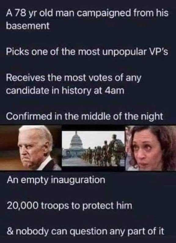 @realLizUSA Biden didn’t get 50 people to see him even before COVID And LOST all 27/27 House Toss-Ups Lost 18/19 Bellwether Counties Lost Ohio, Florida & Iowa Won a record low 17% of counties & had less Black & Hispanic support. It’s STATISTICALLY IMPOSSIBLE Biden shattered the popular vote!