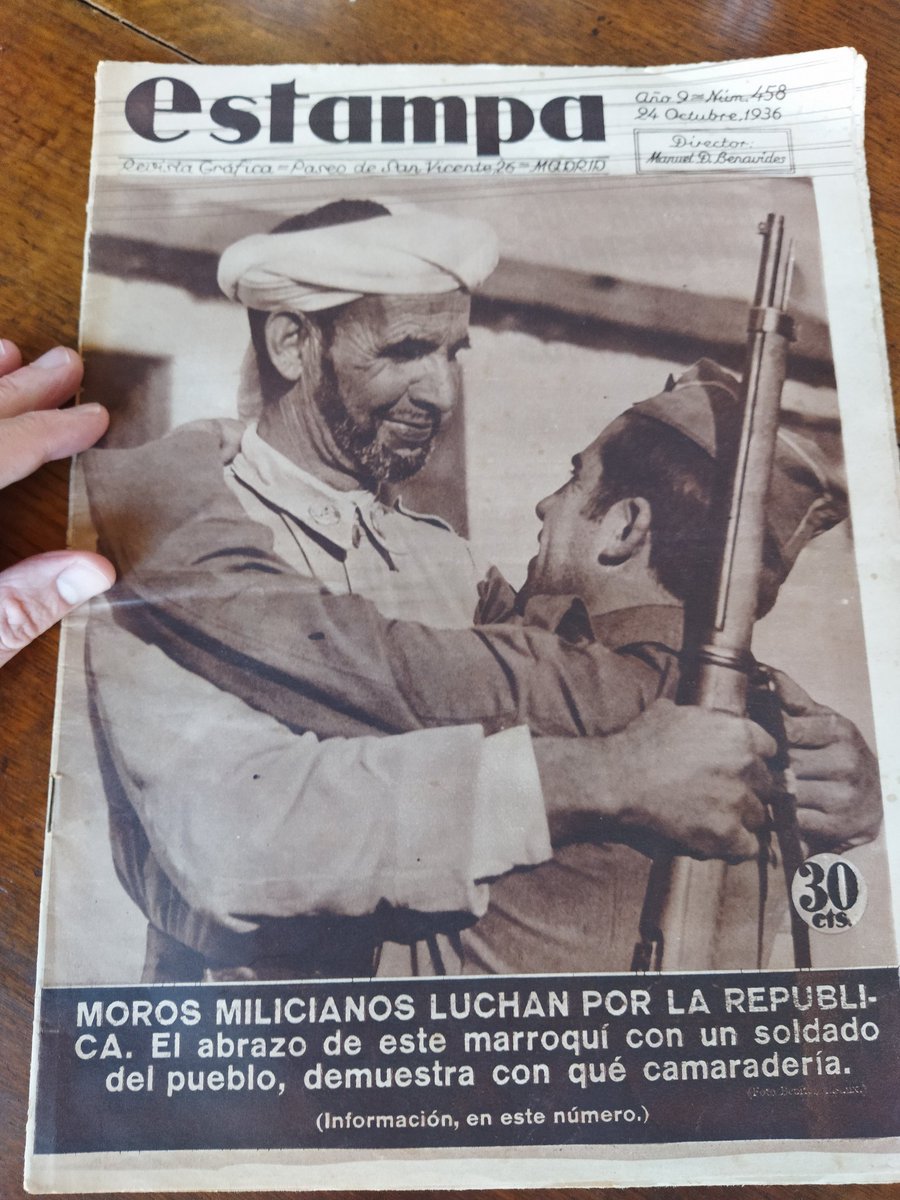 Photo report in Spanish Republican magazine Estampa, 24 October 1936, celebrating the Moroccans who fought for the Republic. Around 800 Arabs fought against Franco during the Civil War, of whom around 500 were from Algeria and I think +100 were from Morocco.