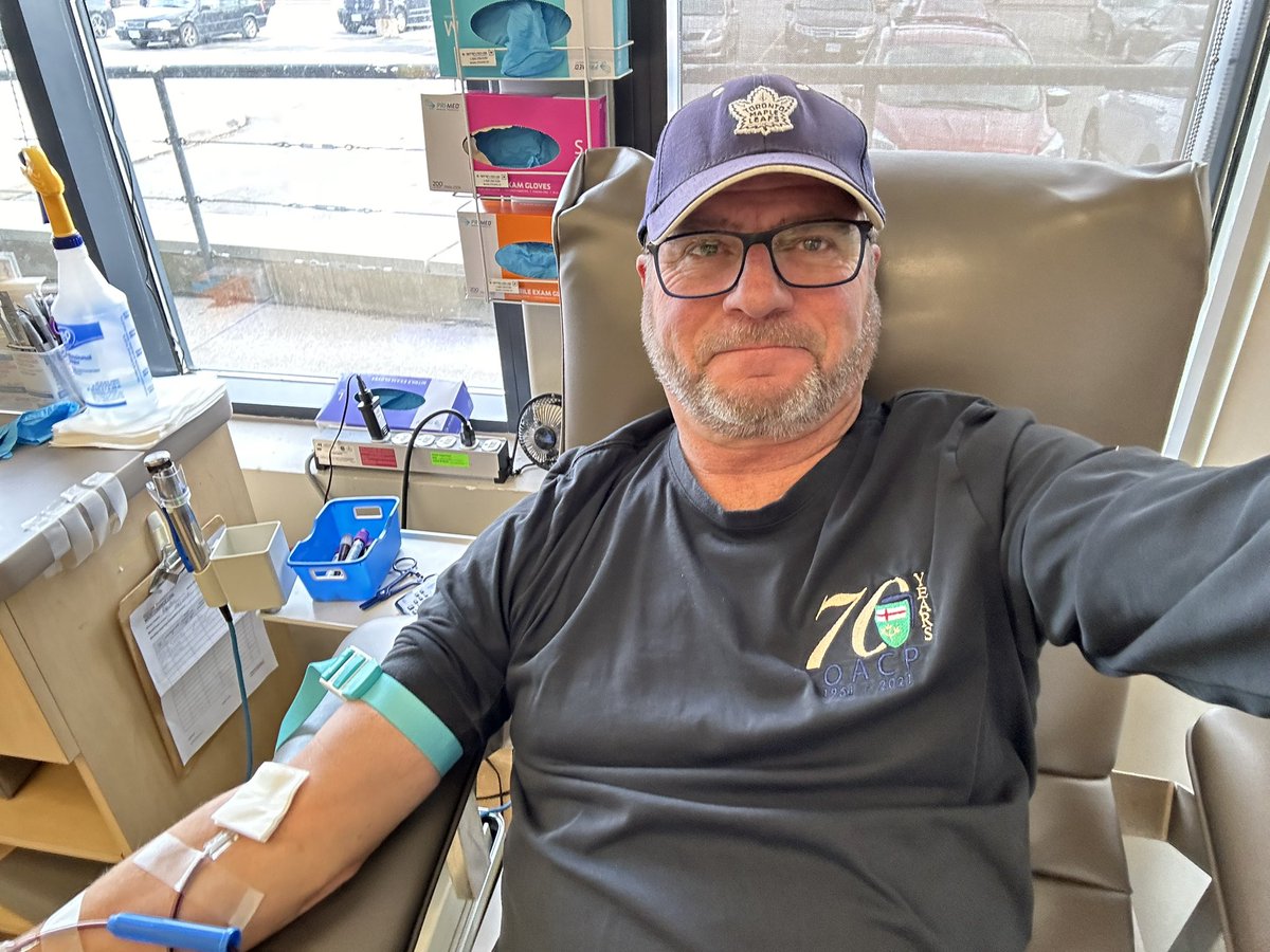 ChiefMcGuire's tweet photo. I'm not big on coincidences but check this out! Today I made my 57th blood donation and the Leafs last won the cup 57 years ago! See what I mean? Give blood #SaveALife @CanadasLifeline #HaveALittleFunEveryDay https://t.co/VctCIc646e