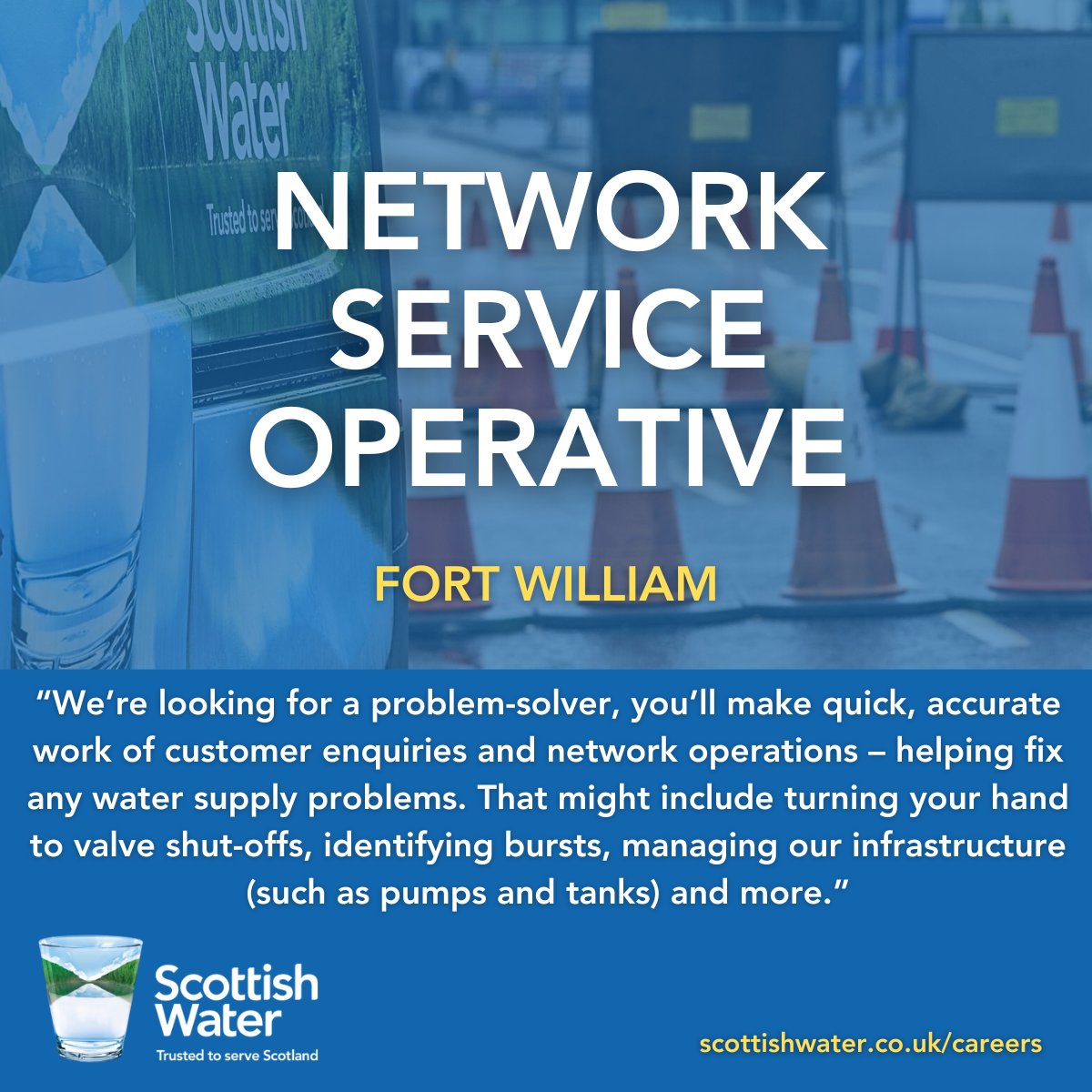 The team are expanding in #FortWilliam! Join our Field Response team to help safeguard Scotland’s reputation for refreshingly pure water and caring for our environment at the same time. NMO: bit.ly/3VGdqVs NSO: bit.ly/3TOiLqX