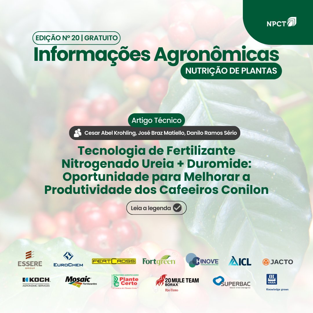 📍 Acesse o artigo completo em npct.com.br/IANutricao
#NPCTBrasil #FertilidadedoSolo #NutriçãoDePlantas #Fertilizantes #InformaçõesAgronômicas