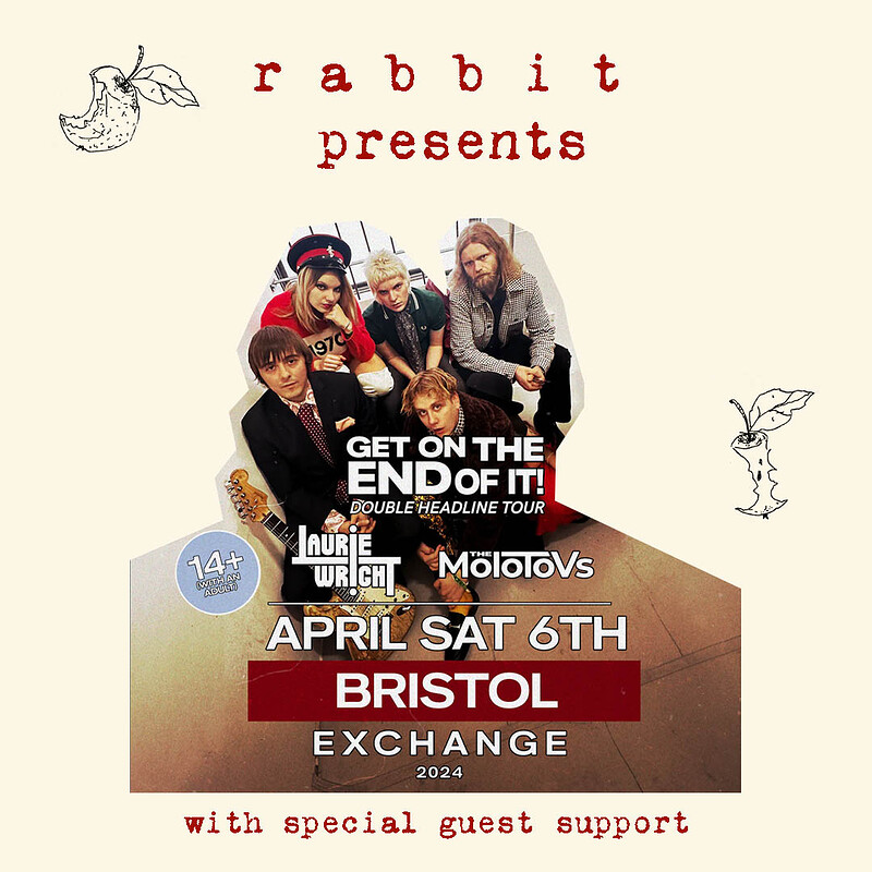 !! TONIGHT !! rabbit presents rock-n-roll double headliner show with returning indie sleaze rabbit Kipp Boucher // @LaurieWright4 @TheMolotovs // hdfst.uk/e106860