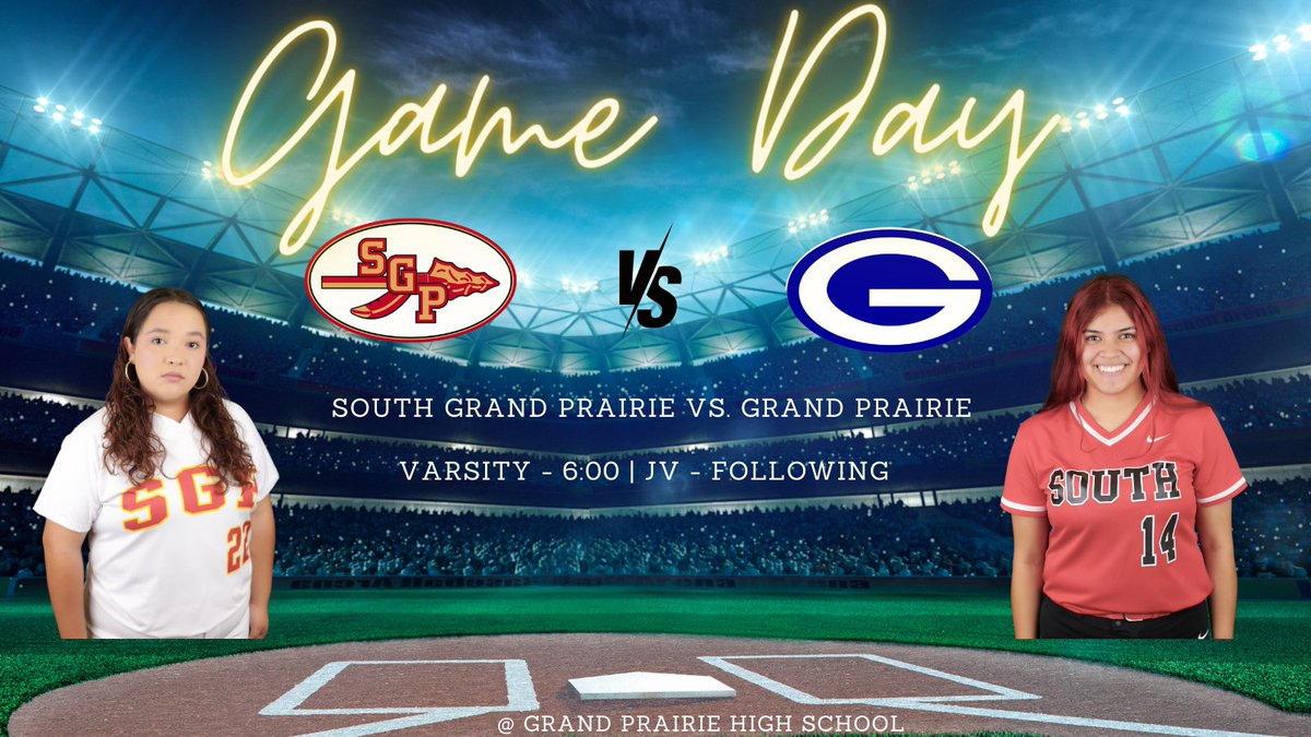 It's GAME DAY and it's a CROSS TOWN SHOWDOWN 😤 Join us at Grand Prairie High School tonight to see the final BEAT NORTH rivalry of the 2024 season.🥎 Varsity will start at 6:00 and JV will follow. 👏🏼 #BetterTogether #FTG #PassTheBat
