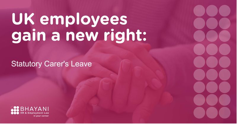 🤲 Starting April 6th, 2024, UK employees gain a new right: Statutory Carer's Leave. Take up to 5 days of unpaid leave per year to care for dependents with long-term needs. Support for juggling work and caring responsibilities. bit.ly/updates-in-apr…… Call us: 0333 888 1360