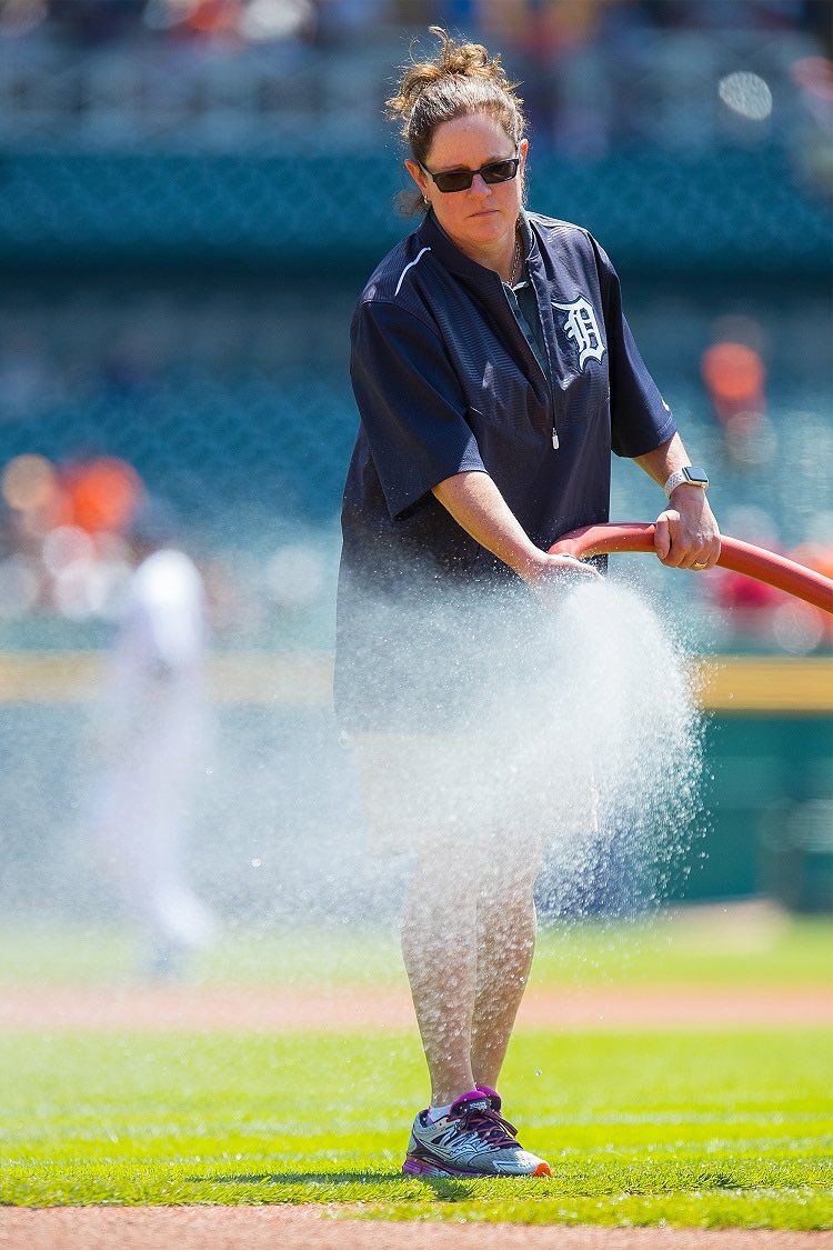 Michigan State graduate Heather Nabozny is the head groundskeeper for the Tigers and is the first female head groundskeeper in MLB history #GoGreen