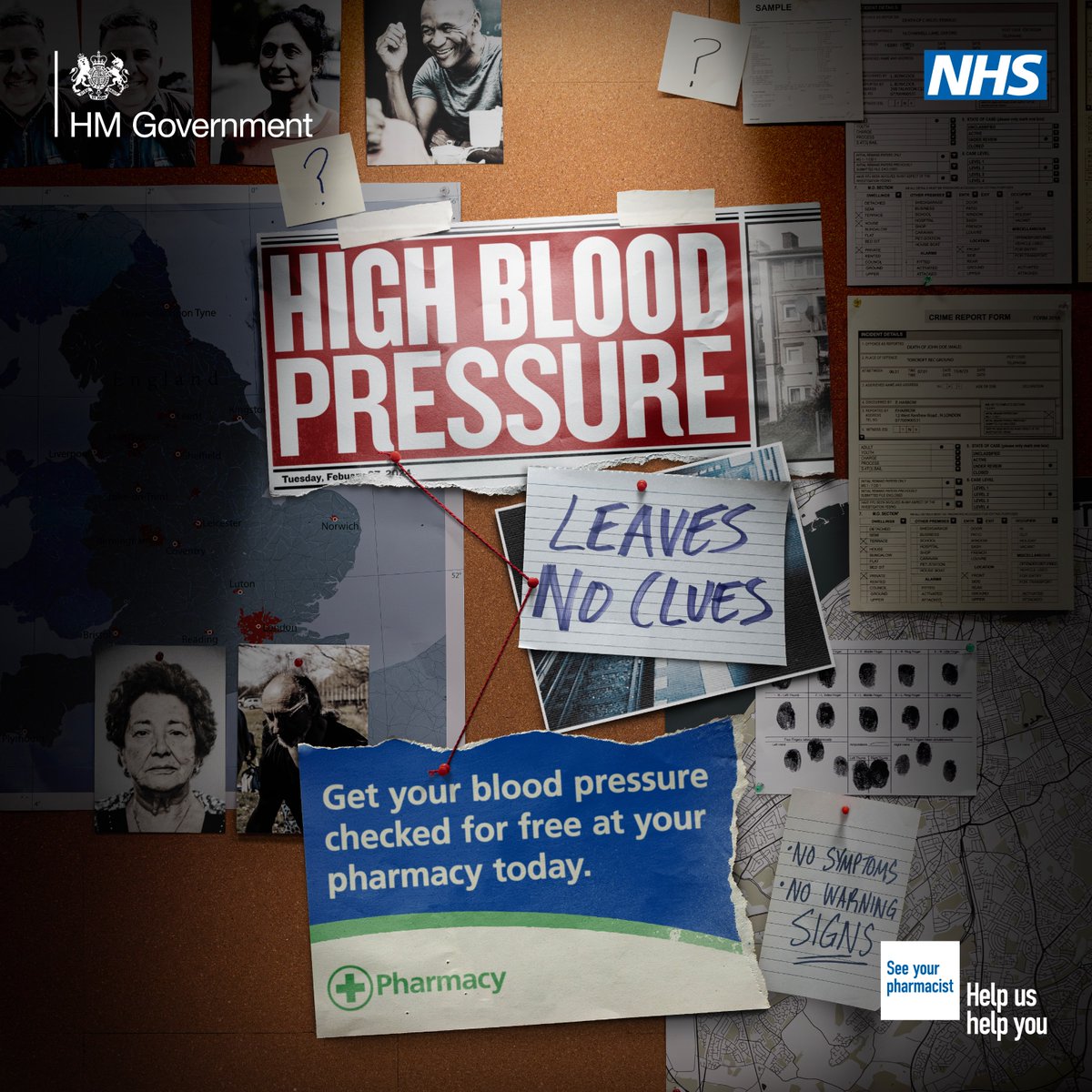 High blood pressure usually has no symptoms, but your pharmacist can detect it. For your free NHS blood pressure check, just go to your pharmacy today. Think pharmacy first. Must be 40 years or older and live in England, eligibility criteria apply. ➡️ nhs.uk/nhs-services/p…