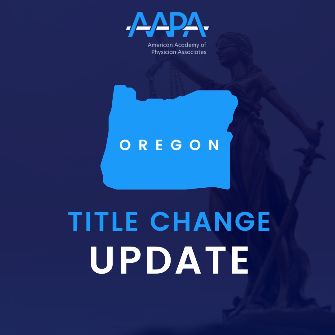 📣 More great news for the PA profession! Oregon has officially become the first state to achieve PA title change! 👏🥳 Governor @TinaKotek has signed into law a bill changing the PA title from “physician assistant” to “physician associate,” a key legislative victory for the PA…