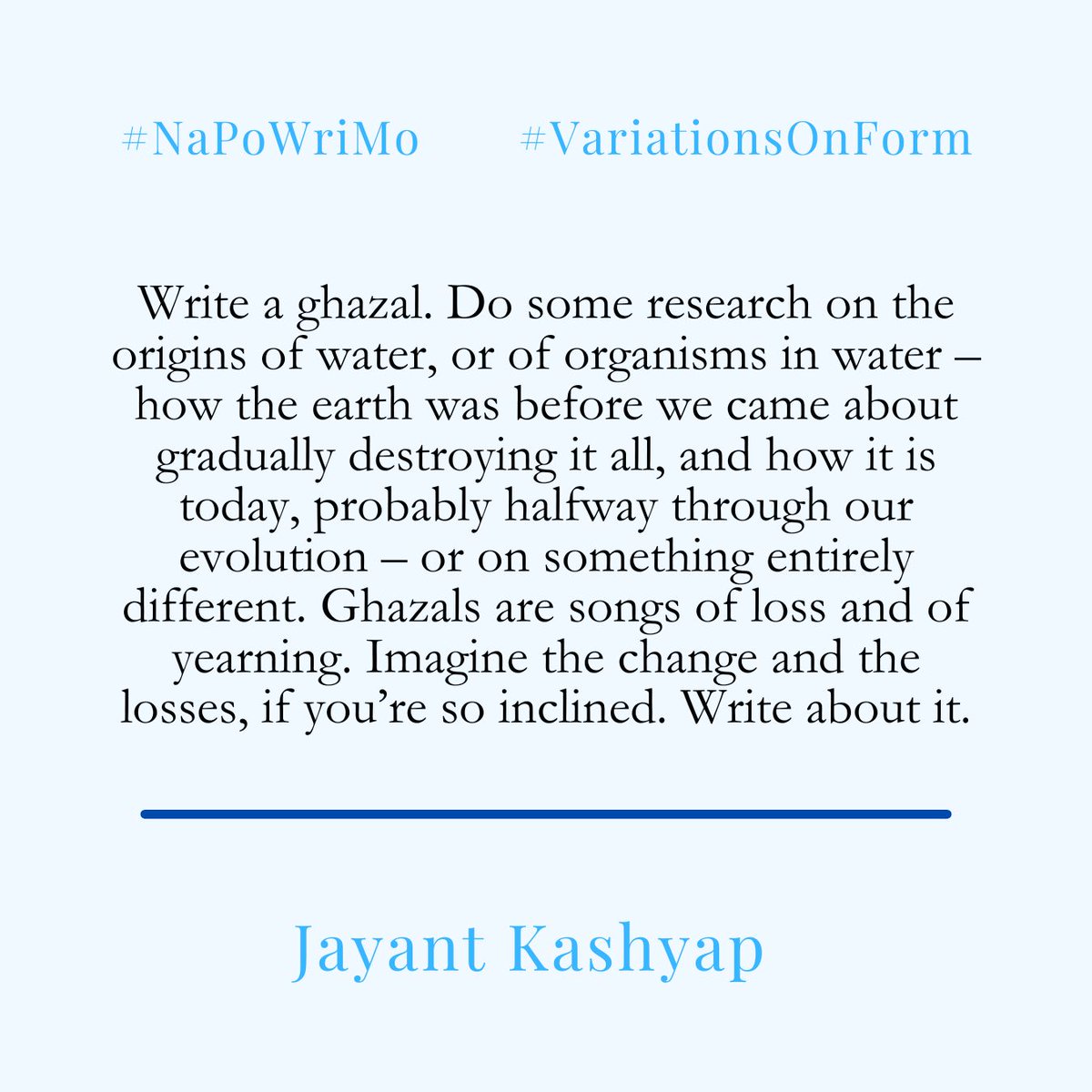 Happy #NaPoWriMo! The challenge to write a poem every day of April has begun and to help you on your way The Poetry Society will be providing a prompt each day - today's is from Jayant Kashyap! Check back here for more